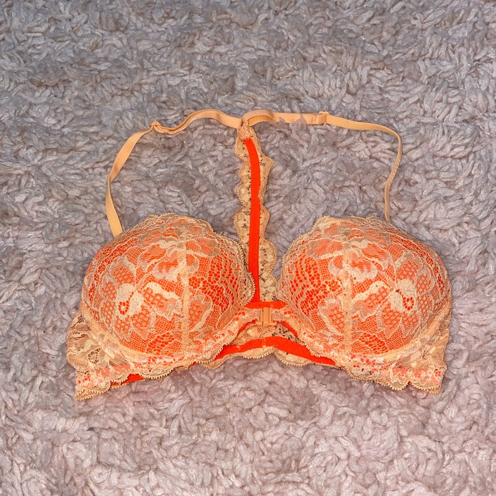Orange front-close Pink bra size 32B